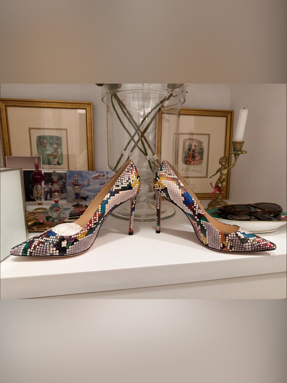 Jimmy Choo Multicolor Snakeskin Pointed-Toe Pumps